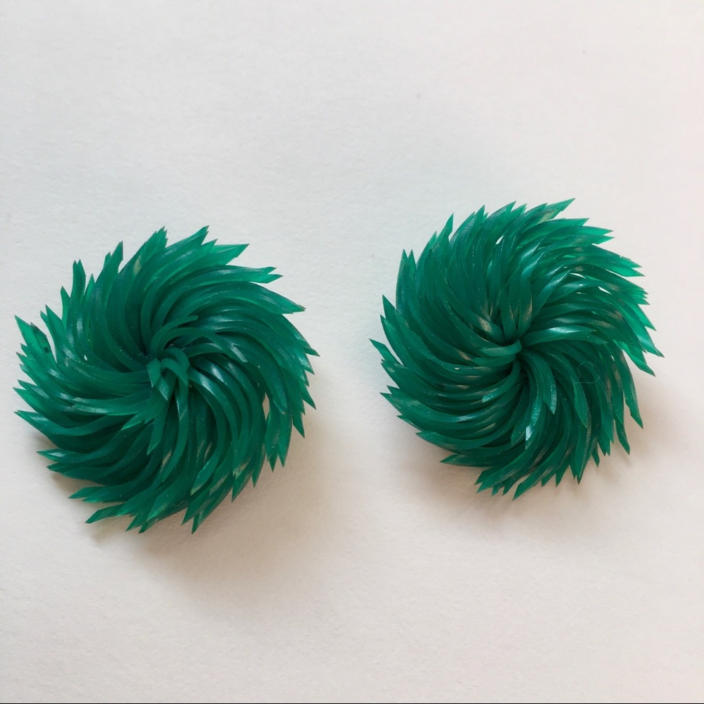 Astroturf Green Grass Vintage Earrings Clip Retro